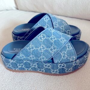 Gucci Angelina GG denim sandal